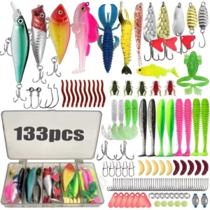 107-Piece Lure Fishing Set with Layered Tackle Storage