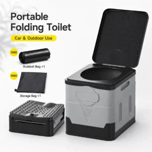Portable Folding Travel Potty w/Lid Compact Toilet