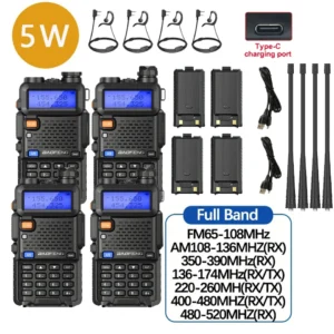 4Pcs Power Walkie Talkie 5R Radio
