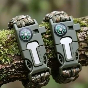 Ultimate Flint Starter Survival Bracelet with Compass